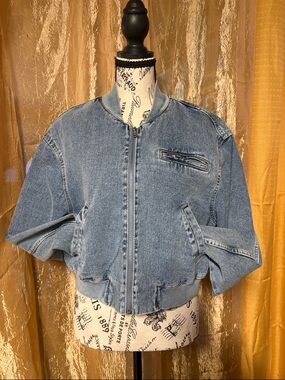 refuge Light Blue Denim Bomber Jacket